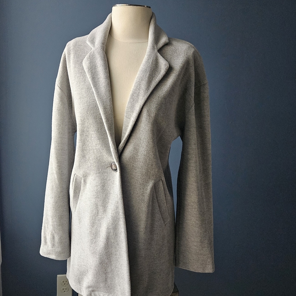 Pull&Bear Grey Cotton Blend Blazer